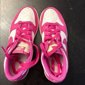 Nike Vibrant Pink and White Athletic Shoes girls size 2.5